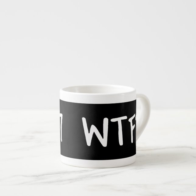 WTC 7 WTF? Vit text på svart Espressomugg (Framsida höger)
