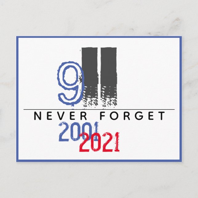 WTC 911 Patriotisk Glöm Aldrig 20-årsjubileum Vykort (Framsida)
