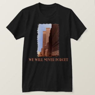 WTC-gatan beskådar glömmer aldrig 9/11 Tshirts