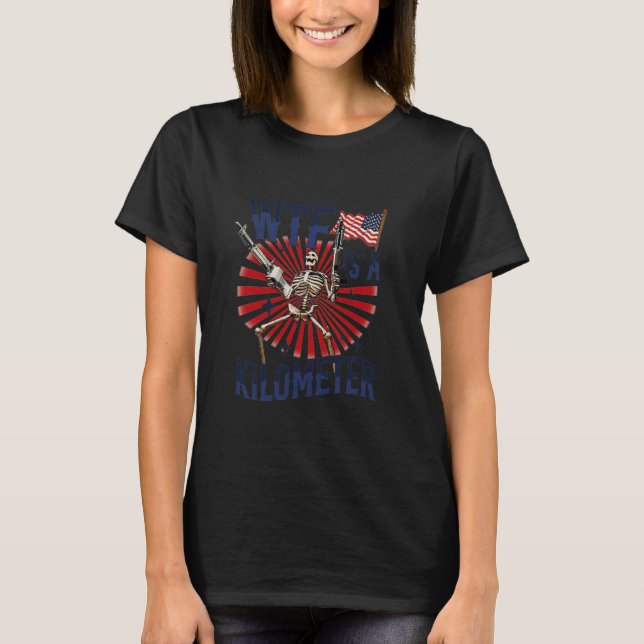 WTF är en Kilometer American Skeleton Funny T Shirt (Framsida)