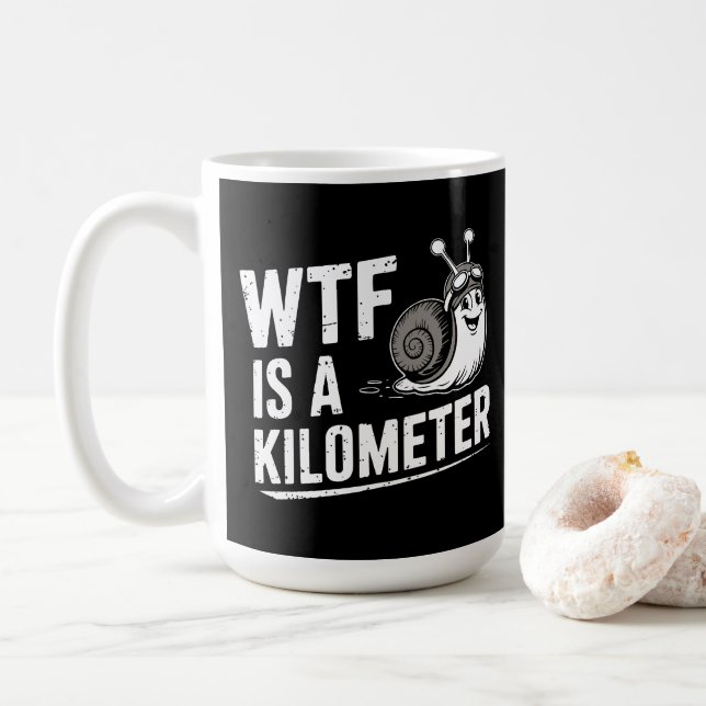 WTF är en kilometer Kaffemugg (Med munk)