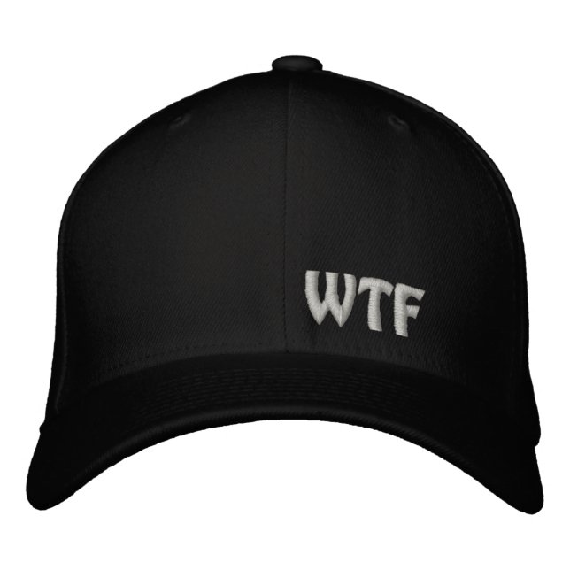 WTF Embroized Baseball Hat Flexfit Wool Cap Broderad Keps (Framsida)