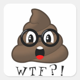 WTF-funny poop-Emoji med glasstreck Fyrkantigt Klistermärke