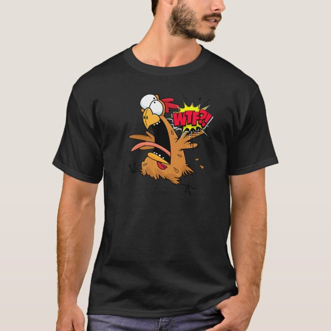 Wtf Kyckling Springande Skrämd Grafik T Shirt (Framsida)