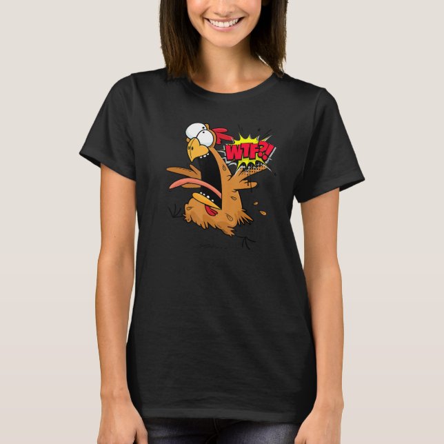 Wtf Kyckling Springande Skrämd Grafik T Shirt (Framsida)