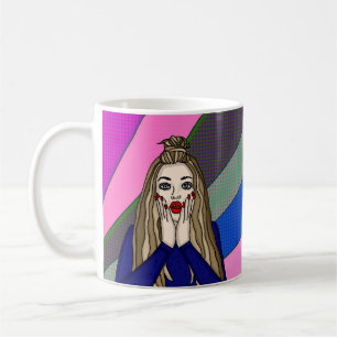 WTF Life? Funny Pop Art Woman överraskad Kaffemugg
