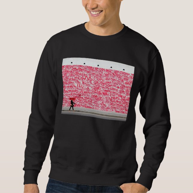 (WTF) Svart grafisk tröja Lång Ärmad Tröja (Framsida)