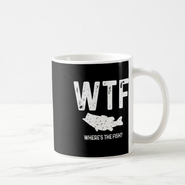 WTF Var är fisken Largemouth B Funny Fishing Gi? Kaffemugg (Höger)