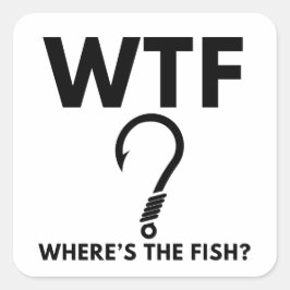 WTF Var Är Fisken Rolig Fiske Fyrkantigt Klistermärke
