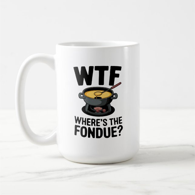 "WTF, var är Fondue? Funny Cheese Design Kaffemugg (Vänster)