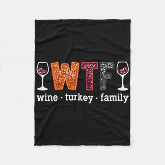Wtf Vin Turk Familj Roligt Thanksgiving Män Kvinno Fleecefilt