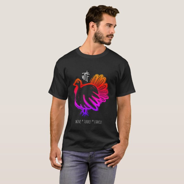 WTF Vin Turkey Family Rainbow T Shirt (Hel framsida)