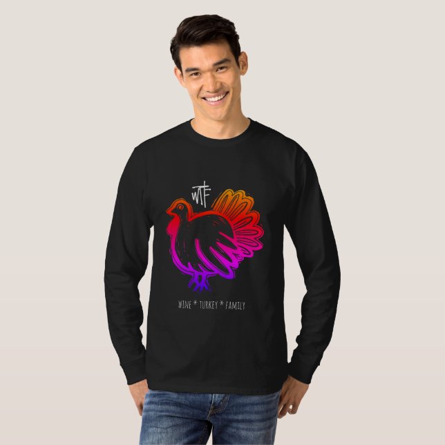 WTF Vin Turkey Family Rainbow T Shirt (Hel framsida)