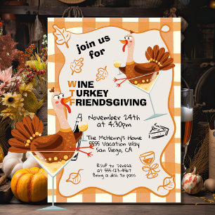 WTF Vin Turkey Friendsgiving Thanksgiving Inbjudningar