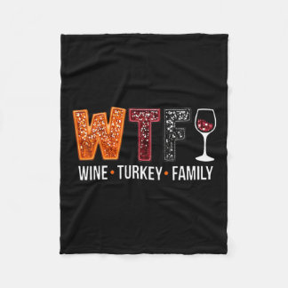 WTF Vin Turkiet Familj Funny Thanksgiving 1 Fleecefilt