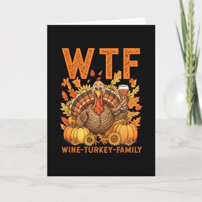 Wtf Vin Turkiet Familj Pumpa Löv Höst Tack Kort (Framsida)