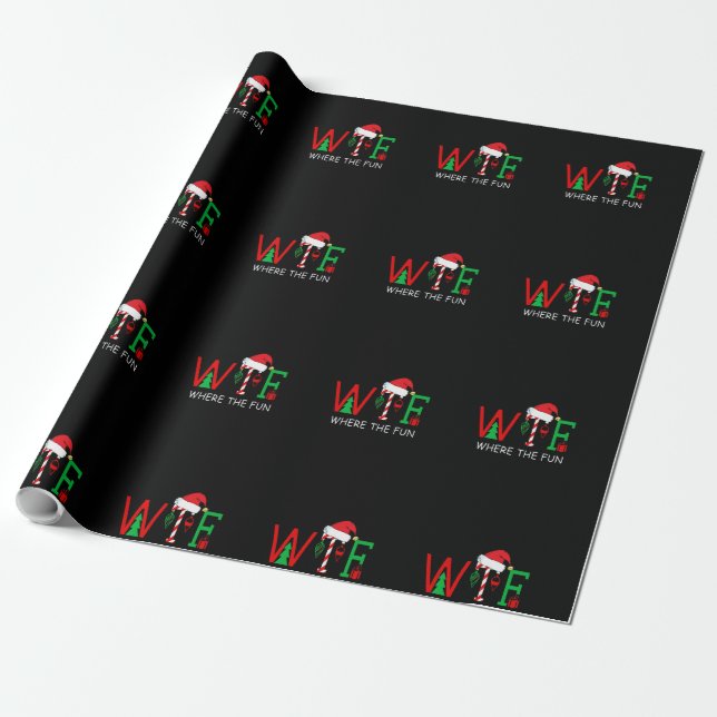 WTF Where The Fun Funny Christmas for Mens Womens Presentpapper (Utrullad)