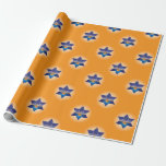 WTW_Menorah Hundar_Lycklig Hanukkah_Star av David Presentpapper<br><div class="desc">Det är ett slag! Du är en stjärna! Våra Wags To Önskemål Menorah Hundar Hanukah-anpassaden med pappra skisser har åtta ljus och en stor hund "schampus", allt i form av en menorah, sitta framför ett fönster som vill ha en David-stjärna, innanför en upprepande David-stjärna, mot en vacker, gyllene Lycklig. Våra...</div>