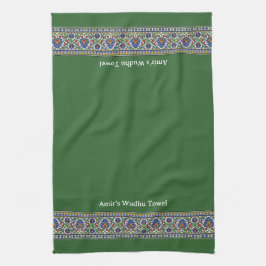 Wudu Turkish Floral Border Green Personal Wudhu Kökshandduk