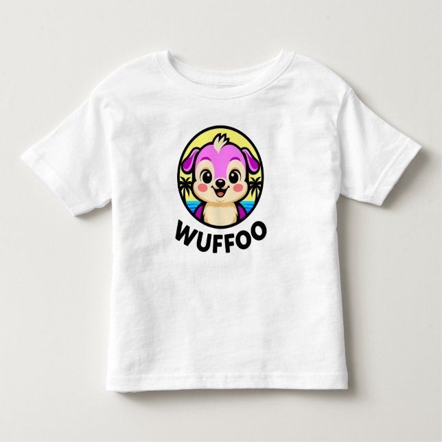 Wuffoo Adventures Cute Kawaii Puppy animation logo T Shirt (Framsida)