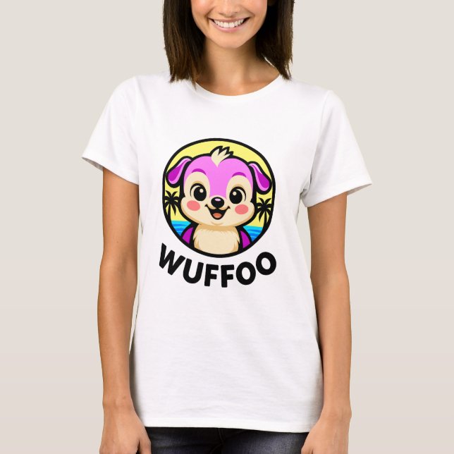 Wuffoo Adventures Cute Kawaii Puppy animation logo T Shirt (Framsida)
