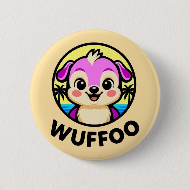 Wuffoo Äventyr Söt Kawaii Valp animation Knapp (Framsida)
