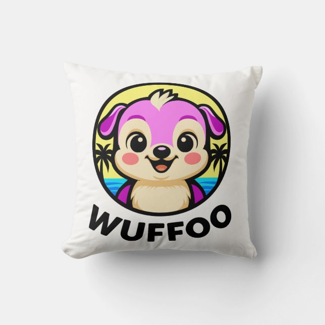 Wuffoo Äventyr Söt Kawaii Valp animationslogotyp Kudde (Framsida)