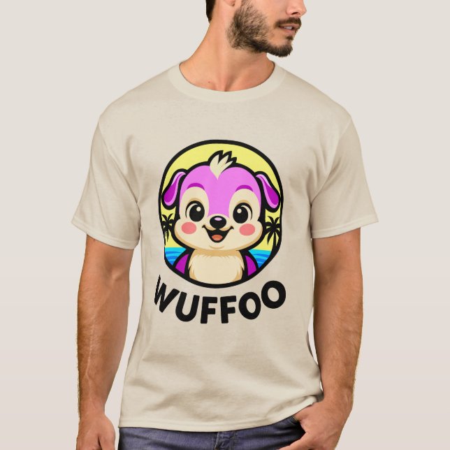 Wuffoo Äventyr Söt Kawaii Valp animationslogotyp T Shirt (Framsida)