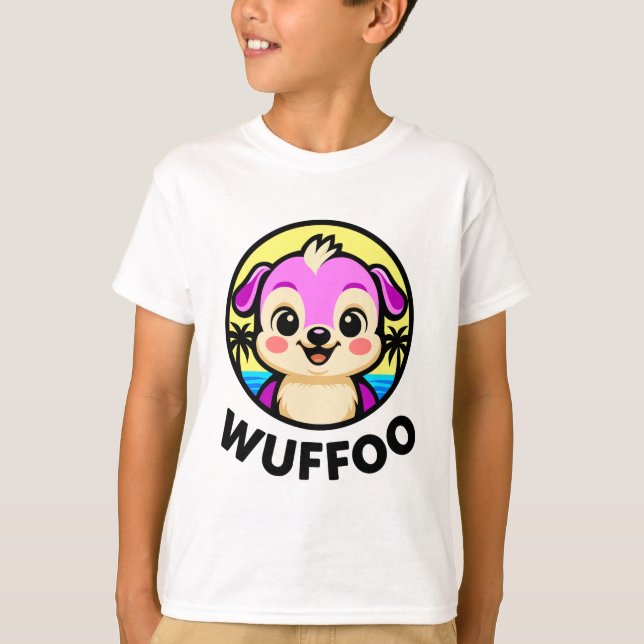Wuffoo Äventyr Söt Kawaii Valp animationslogotyp T Shirt (Framsida)