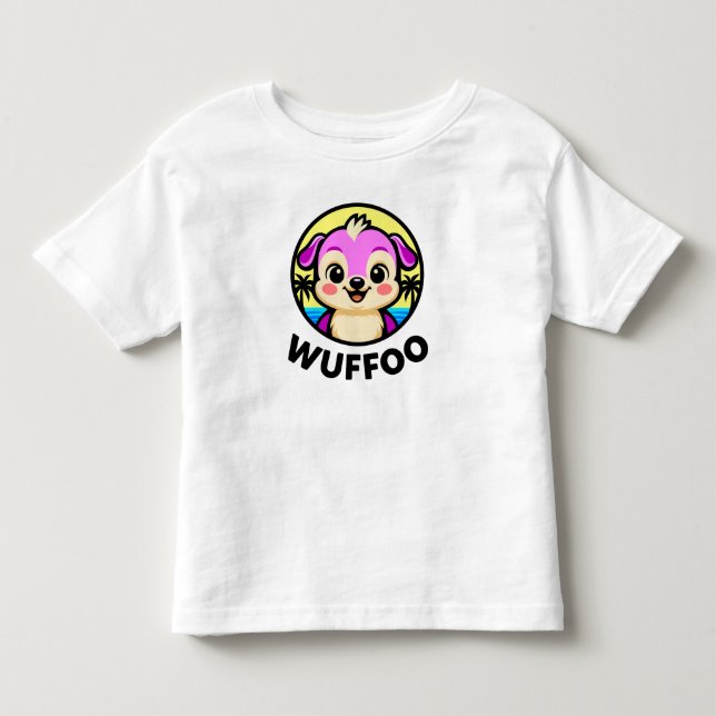 Wuffoo Äventyr Söt Kawaii Valp animationslogotyp T Shirt (Framsida)