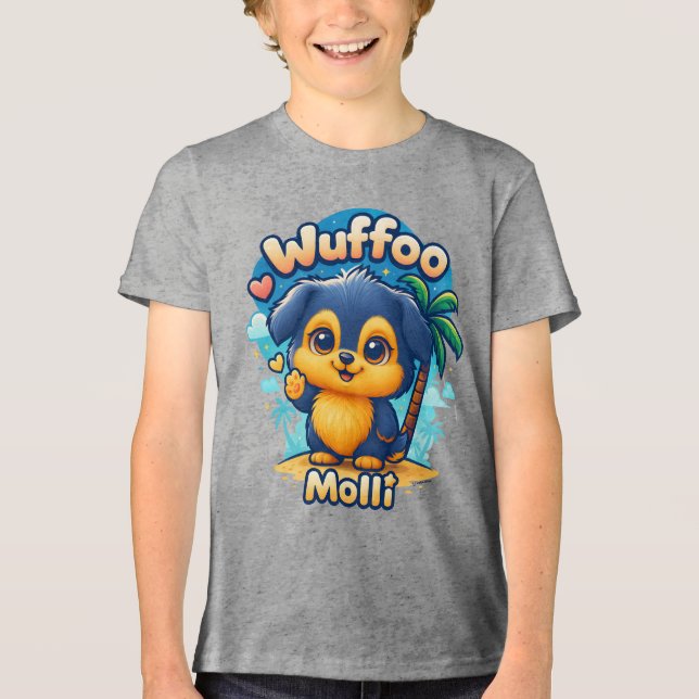 Wuffoo Molli Cute Kawaii Puppy Tropical Island  T Shirt (Framsida)