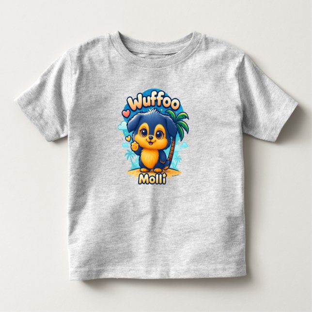 Wuffoo Molli Cute Kawaii Puppy Tropical Island  T Shirt (Framsida)