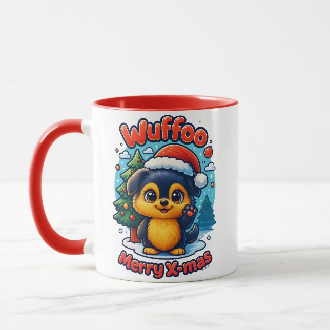 Wuffoo Molli Merry X-mas Kawaii 3D Holiday Mugg (Vänster)