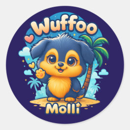 Wuffoo Molli Söt Kawaii Valp Tropisk Ö Runt Klistermärke
