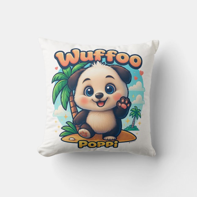 Wuffoo Poppi Cute Kawaii Puppy Tropical Island  Kudde (Framsida)