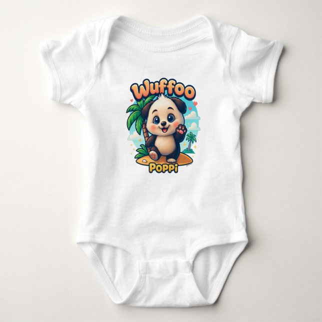 Wuffoo Poppi Cute Kawaii Puppy Tropical Island T Shirt (Framsida)
