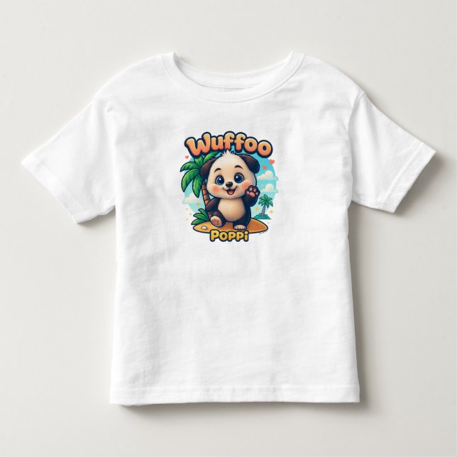 Wuffoo Poppi Cute Kawaii Puppy Tropical Island T Shirt (Framsida)