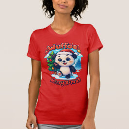 Wuffoo Poppi Glad Jul Kawaii 3D Högtid T Shirt