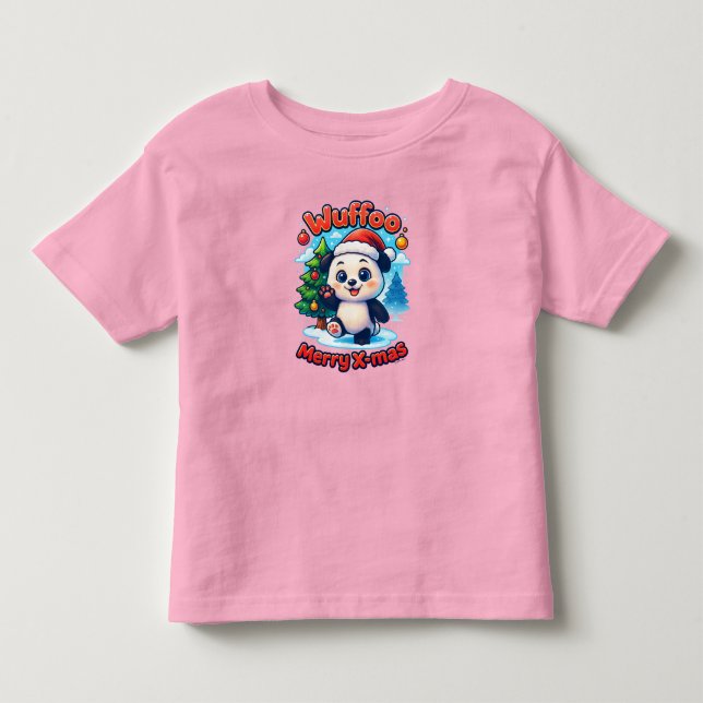 Wuffoo Poppi Glad Jul Kawaii 3D Högtid T Shirt (Framsida)