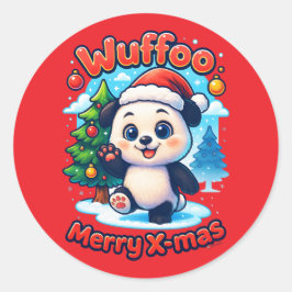 Wuffoo Poppi God Jul Kawaii 3D Högtid Runt Klistermärke