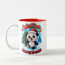 Wuffoo Poppi Merry X-mas Kawaii 3D Holiday  Två-Tonad Mugg