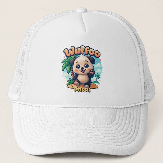 Wuffoo Poppi Söt Kawaii Valp Tropisk Ö  Keps (Framsida)