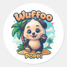 Wuffoo Poppi Söt Kawaii Valp Tropisk Ö Runt Klistermärke