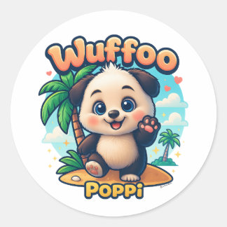 Wuffoo Poppi Söt Kawaii Valp Tropisk Ö Runt Klistermärke