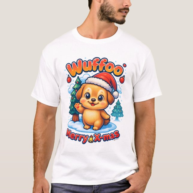 Wuffoo Roony God Jul Kawaii 3D Högtid T Shirt (Framsida)