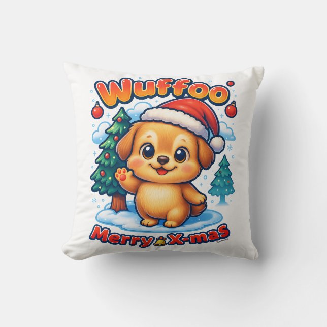 Wuffoo Roony Merry X-mas Kawaii 3D Holiday Kudde (Framsida)