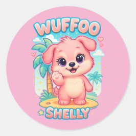 Wuffoo Shelly Kawaii Valp Tropisk Ö Runt Klistermärke