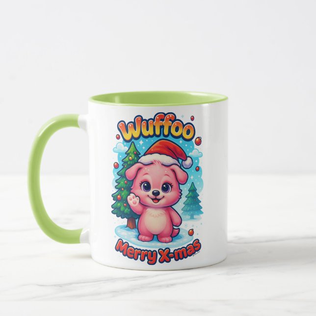 Wuffoo Shelly Merry X-mas Kawaii 3D Holiday Mugg (Vänster)