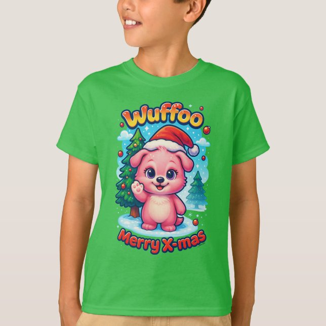 Wuffoo Shelly Merry X-mas Kawaii 3D Holiday T Shirt (Framsida)