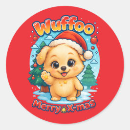 Wuffoo Starssie Glad Jul Kawaii 3D Högtid Runt Klistermärke